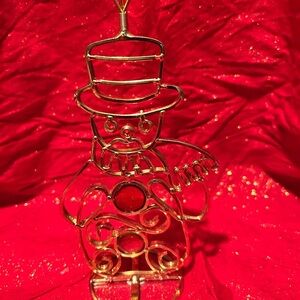 Gold Wire Snowman card or pic holder to add to your collection- preloved